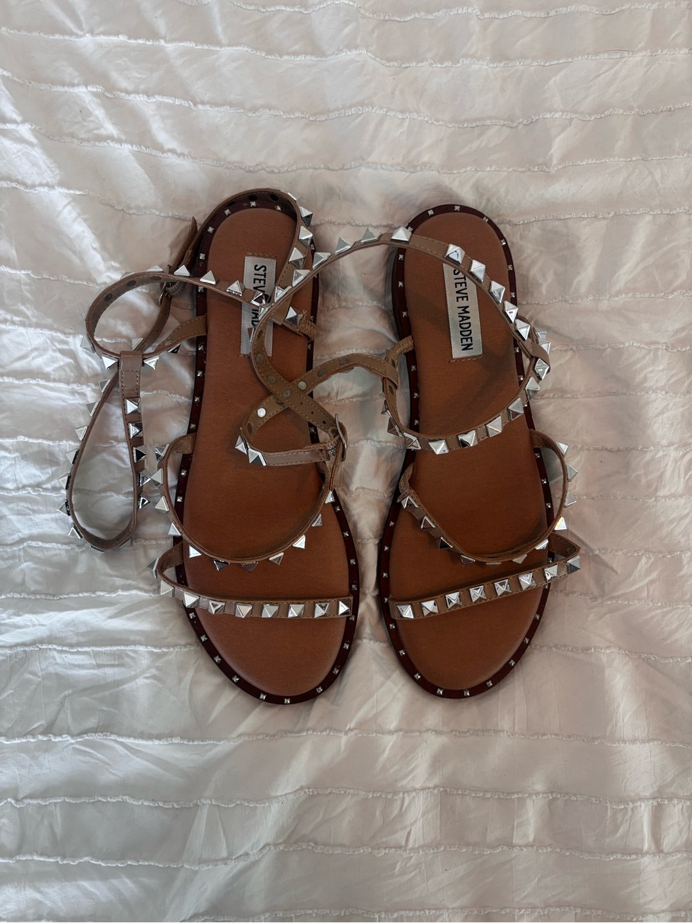 Steve Madden Taupe Studded Wrap Sandals